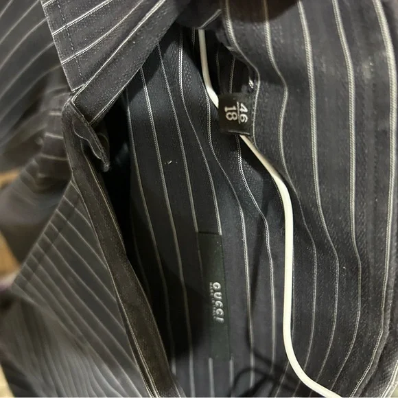 Men's Gucci X Tom, Ford pinstripe dress shirt size 46/18 made in Italy - Picture 5 of 8